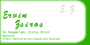 ervin zsiros business card